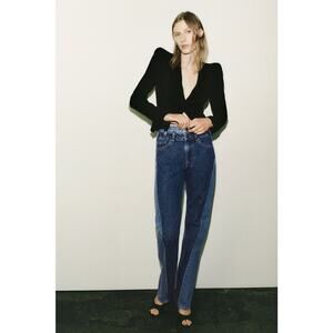 Zara Two Tone Straight Leg Jeans